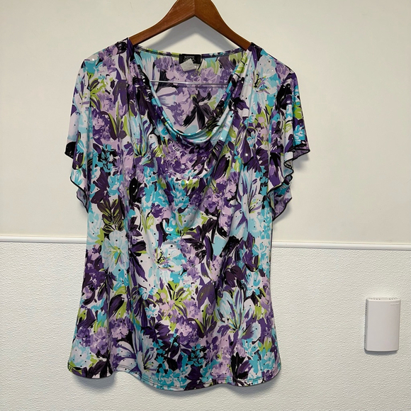 Shannon Ford Woman Y2K Vintage Tag Floral Top Size 2X Purple Blue - Picture 7 of 10